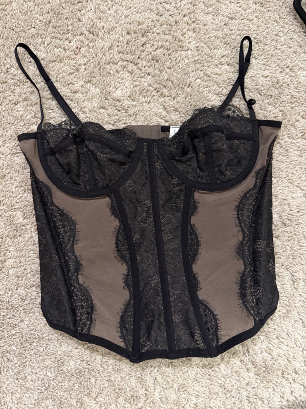UO viral Sheer Black Lace Bustier Corset Top